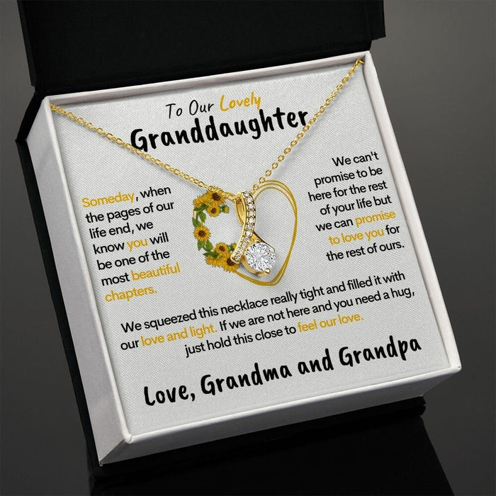 Lovely Granddaughter (Love Grandma & Grandpa) - Beautiful Gold Pendant Necklace
