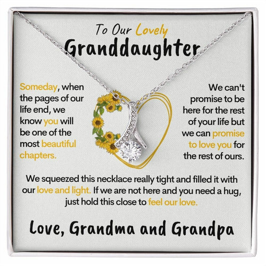 Lovely Granddaughter (Love Grandma & Grandpa) - Beautiful Gold Pendant Necklace