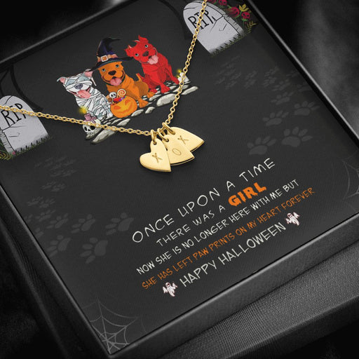 Paw Prints on My Heart | Stamped Initials Remembrance Necklace | 18K Gold 18k Yellow Gold - 3 Hearts