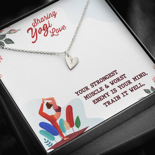 Sharing Yogi Love | Hand-Stamped Personalized Initials Gold / Silver Necklace Sterling Silver - 1 Heart
