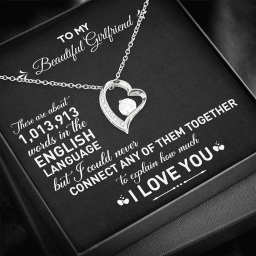 To My Beautiful Girlfriend | 1 Million Words | Gold Heart Necklace 14k White Gold Finish