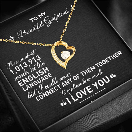 To My Beautiful Girlfriend | 1 Million Words | Gold Heart Necklace Jewelry ShineOn Fulfillment 18k Yellow Gold Finish 