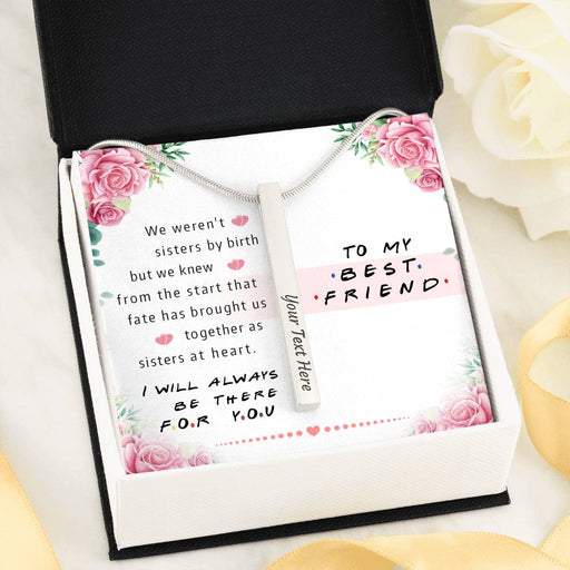 To My Best Friend | 18K Gold Personalized Friendship Vertical Bar Necklace Engraved Stick Necklace - 2 Sides (Stainless Steel)