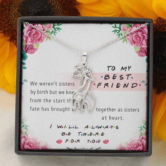 To My Best Friend - I Will Always Be There For You | 14k Gold Graceful Giraffe Friendship Necklace Jewelry ShineOn Fulfillment 14K White Gold Finish 