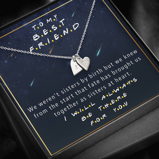 To My Best Friend - I'll Be There For You | 18k Gold / Silver Personalized Hearts Friendship Necklace Sterling Silver - 2 Hearts