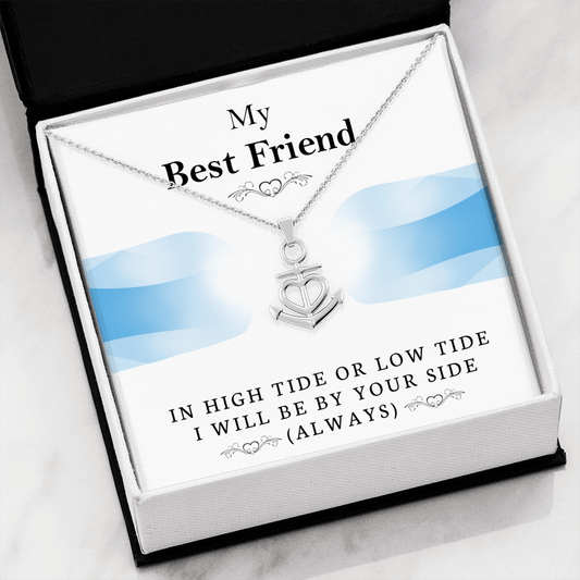 To My Best Friend - Tides of Life | Brilliant Stainless Steel Anchor Adjustable Friendship Necklace Jewelry ShineOn Fulfillment .316 Surgical Steel Necklace 