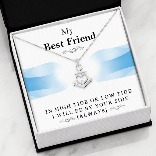 To My Best Friend - Tides of Life | Brilliant Stainless Steel Anchor Adjustable Friendship Necklace .316 Surgical Steel Necklace
