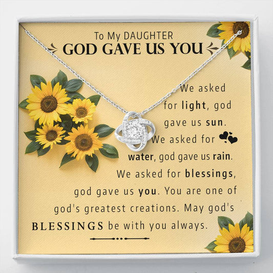 To My Daughter | God Gave Us You | 14K White Gold Love Knot Necklace Jewelry ShineOn Fulfillment 14K White Gold 