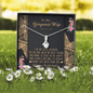 To My Gorgeous Wife | Happy Anniversary | 14K White Gold Ribbon Pendant Necklace