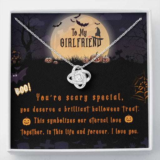 To My Halloween Girlfriend | You're Scary Special | 14K White Gold Eternal Love Knot Necklace 14K White Gold