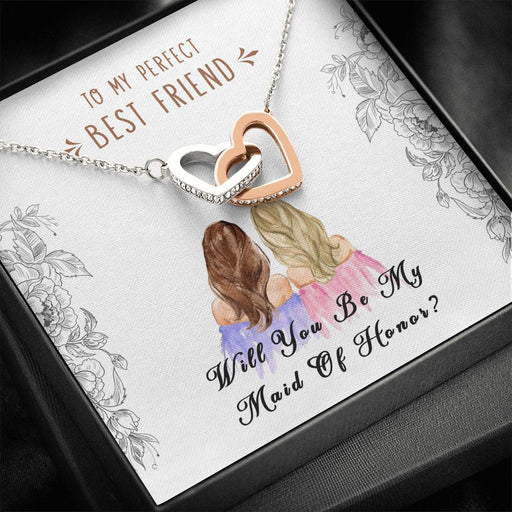 To My Best Friend, Will You Be My Maid of Honor | Interlocking Hearts Necklace