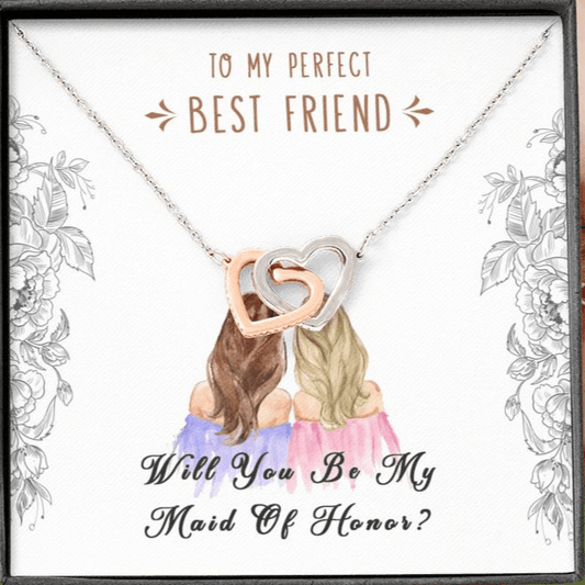 To My Perfect Best Friend | Maid of Honor | Interlocking Hearts Necklace Jewelry ShineOn Fulfillment Interlocking Heart Necklace 