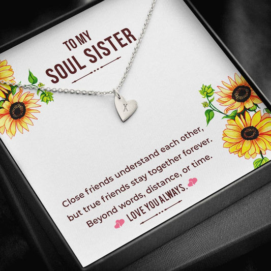 To My Soul Sister | 14K Artisan Crafted Personalized Stamped Hearts Necklace Jewelry ShineOn Fulfillment Silver - 1 Heart 