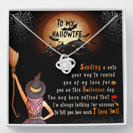To My Wife | Halloween Message Card | Eternal Love Knot Necklace | 14K White Gold Jewelry ShineOn Fulfillment 14K White Gold 