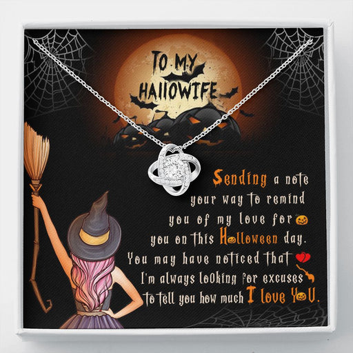 To My Wife | Halloween Message Card | Eternal Love Knot Necklace | 14K White Gold 14K White Gold