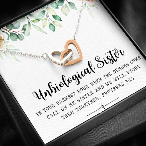Unbiological Sister | Call on Me Proverbs 3:15 | Interlocking Hearts Necklace