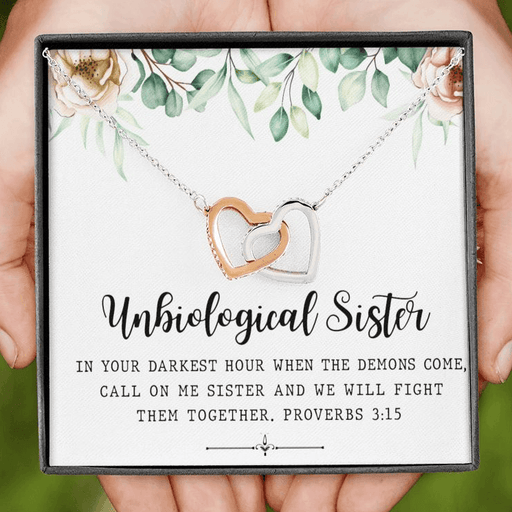 Unbiological Sister | Call on Me Proverbs 3:15 | Interlocking Hearts Necklace Interlocking Heart Necklace